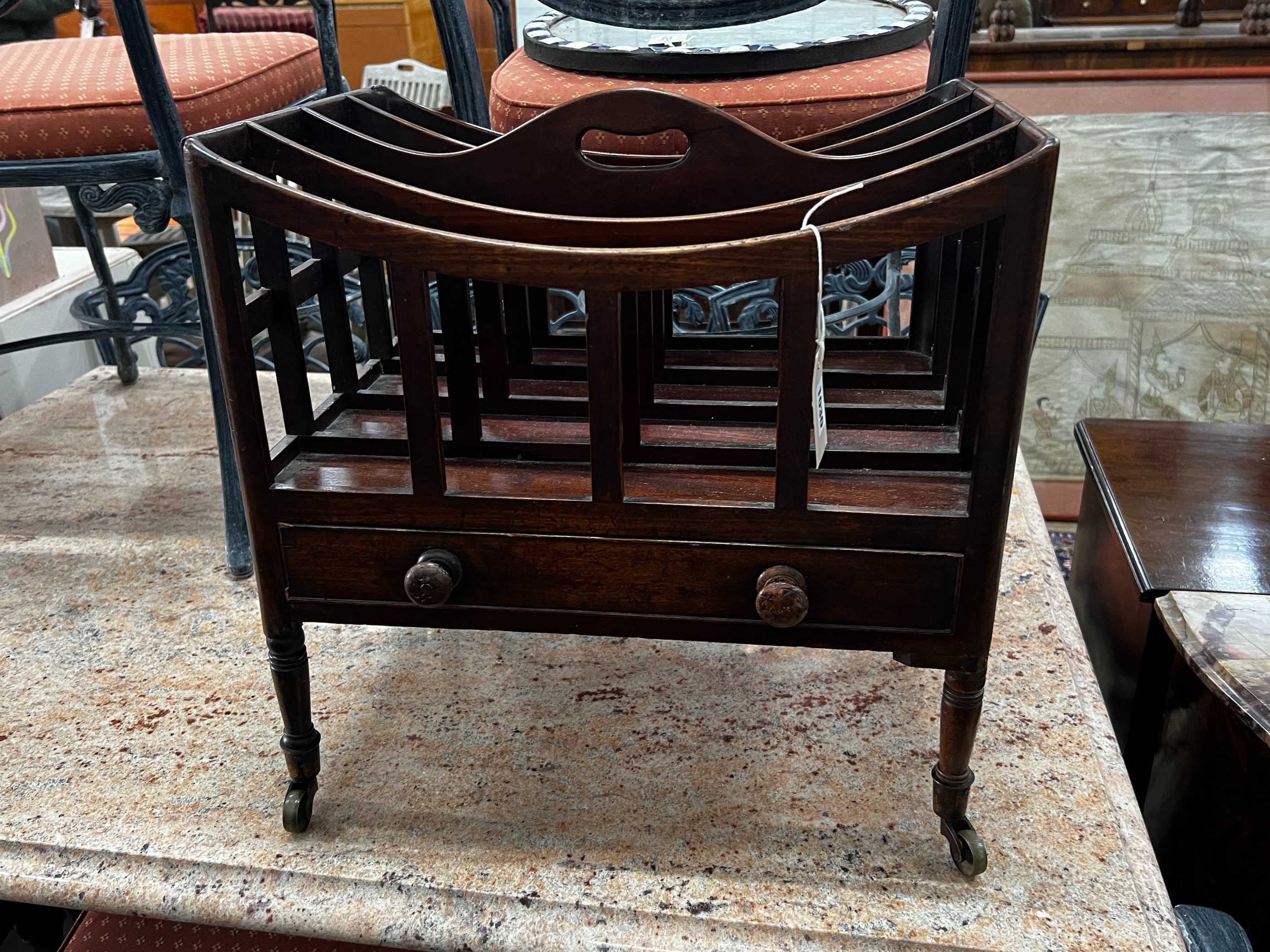 A Regency mahogany four division Canterbury, width 48cm, depth 34cm, height 48cm